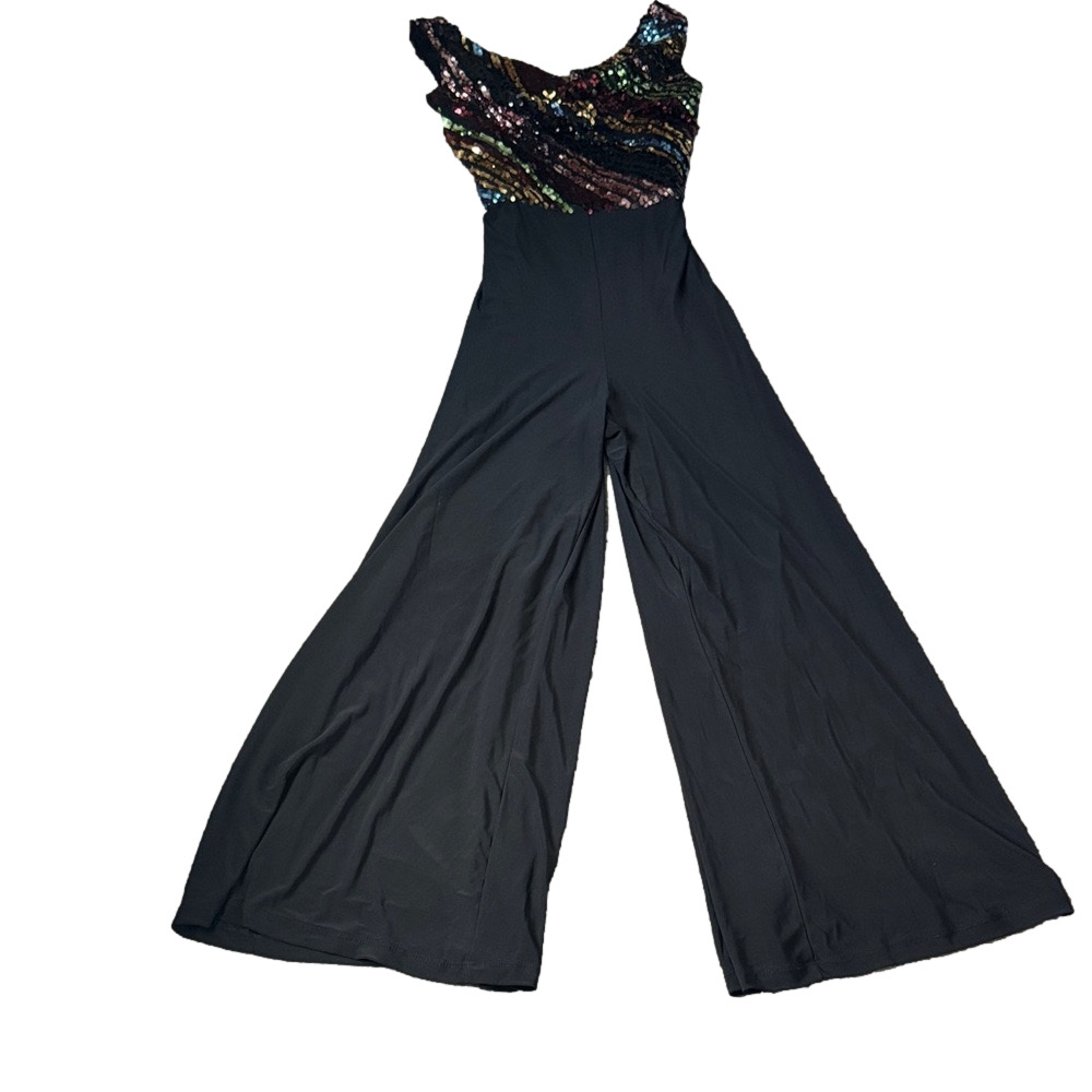 Gabby Skye Multicolor Sequin Wide Leg Formal Jumpsuit SIZE 14 NWT